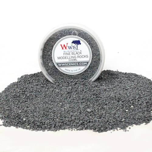 WWS War World Scenics WWScenics Feine Schwarze Modell-Felsen 1-3mm | 500ml Becher | Basing Materialien Diorama Modellbau von WWS War World Scenics