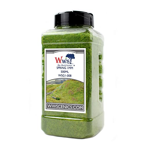 WWS War World Scenics WWScenics | 1mm Frühling Statische Grasfasern | 500ml | WSG1-008 | Streugras für Modellbahn und Modellbau von WWS War World Scenics