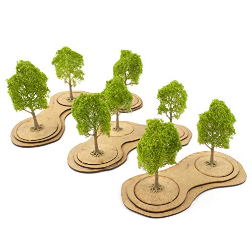 War World Gaming MDF Gemischt Baum Basen x 3 - Tabletop Wargame Spiele Diorama Gelände Landschaft Modellbau Modell Schlachtfeld Objektiv Miniatur Figur Wald von WWS War World Scenics