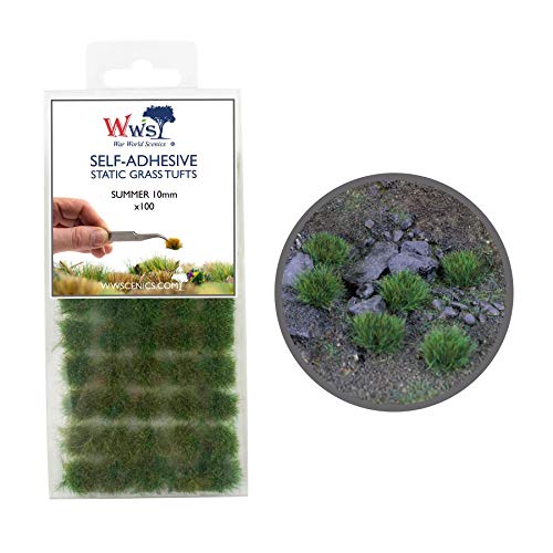 War World Scenics 10mm Sommer Selbstklebende Statische Grasbüschel x 100 - Modellbau Modellbahn Landschaftsbau Diorama Miniatur Tabletop Spiele Wargame Modelleisenbahn Geländebau von WWS War World Scenics