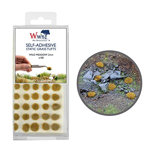 War World Scenics 2mm Wildwiese Selbstklebende Statische Grasbüschel x 100 - Modellbau Modellbahn Landschaftsbau Diorama Miniatur Tabletop Spiele Wargame Modelleisenbahn Geländebau von WWS War World Scenics