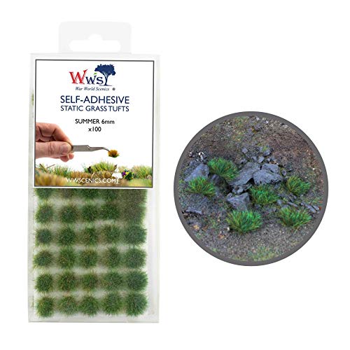 War World Scenics 6mm Sommer Selbstklebende Statische Grasbüschel x 100 - Modellbau Modellbahn Landschaftsbau Diorama Miniatur Tabletop Spiele Wargame Modelleisenbahn Geländebau von WWS War World Scenics