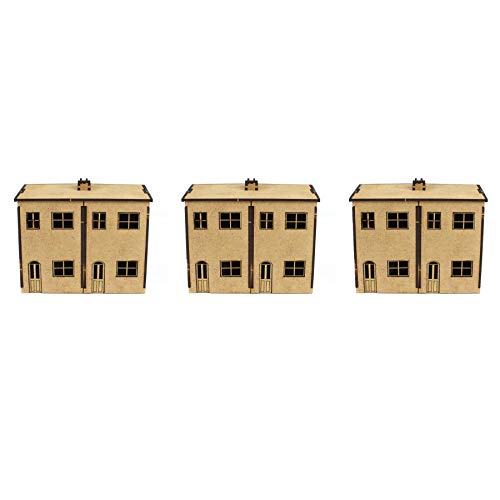 War World Scenics Modellbau MDF Gebäude - Niedrigprofil Doppel-Haus x 3 - Spur 00/H0 Modellbahn Maßstab Modelleisenbahn Diorama Landschaftsbau Struktur War World Scenics Modellbau MDF Gebäude - Niedrigprofil Doppel-Haus x 3 - Spur 00/H0 Modellbahn Maßstab Modelleisenbahn Diorama Landschaftsbau Struktur von WWS War World Scenics