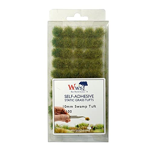 War World Scenics 10mm Selbstklebende Statische Grasbüschel x 100 - Sumpf von WWS War World Scenics