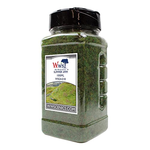 WWS War World Scenics WWScenics | 4mm Sommer Statische Grasfasern | 1000ml | WSG4-018 | Streugras für Modellbahn und Modellbau von WWS War World Scenics