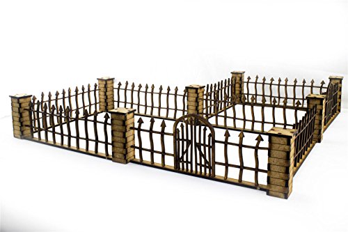 War World Gaming Gespenstischer Zaun mit Tore und Säulen - 28mm Tabletop Gelände Modellbau Diorama War World Gaming Gespenstischer Zaun mit Tore und Säulen - 28mm Tabletop Gelände Modellbau Diorama von WWS