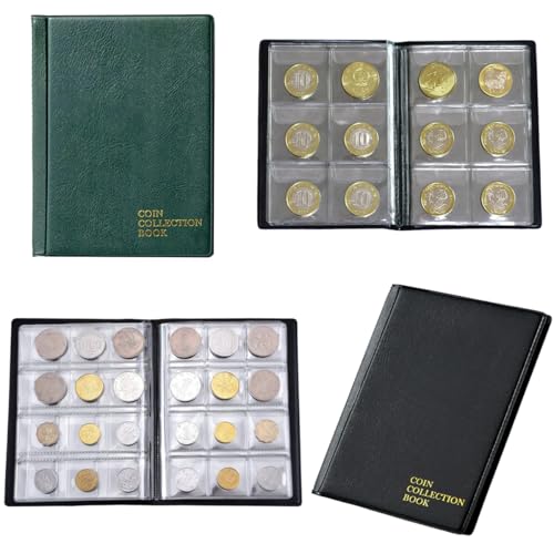 WWYSSZ 2 Bücher Münzsammelalbum für Sammler, 120 Taschen 3 X 3 cm + 60 Taschen 4.5 X 4.5 cm, Münzbuch, Sammelalbum Münzen, Münzalbum für Sammler, für 20/25/27/30/38 mm Souvenir Münzen (Grün+Schwarz) WWYSSZ 2 Bücher Münzsammelalbum für Sammler, 120 Taschen 3 X 3 cm + 60 Taschen 4.5 X 4.5 cm, Münzbuch, Sammelalbum Münzen, Münzalbum für Sammler, für 20/25/27/30/38 mm Souvenir Münzen (Grün+Schwarz) von WWYSSZ