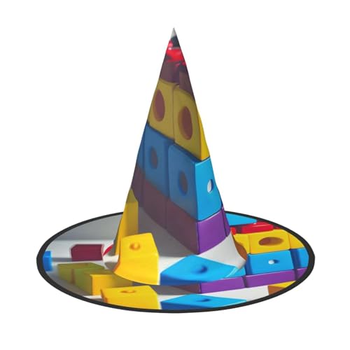 Bunte Bausteine, Halloween-Hexenhut, Kostüm, Partyhut, geeignet für Bühnenspiel-Zubehör, 3 Stück Bunte Bausteine, Halloween-Hexenhut, Kostüm, Partyhut, geeignet für Bühnenspiel-Zubehör, 3 Stück von WXCJWD