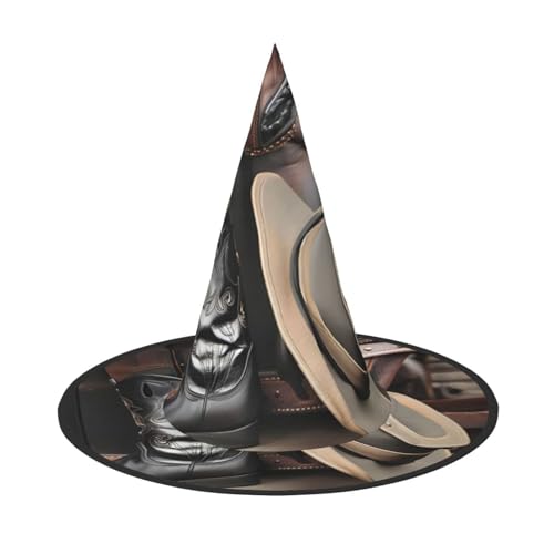 Cowboyhut, Westernstiefel, 2 Stück, Halloween, Hexenhut, Kostüm, Partyhut, geeignet für Bühnenspiel-Zubehör Cowboyhut, Westernstiefel, 2 Stück, Halloween, Hexenhut, Kostüm, Partyhut, geeignet für Bühnenspiel-Zubehör von WXCJWD