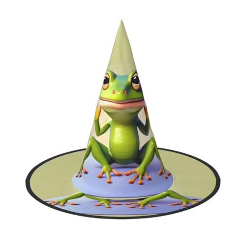 Der lustige Frosch macht Yoga 3 Stück Halloween Hexenhut Kostüm Party Hut geeignet für Bühnenspielzubehör von WXCJWD