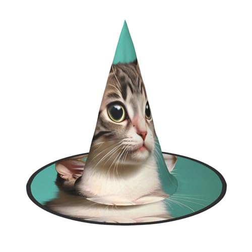 Eine neugierige Katze, Halloween-Hexenhut, Kostüm, Partyhut, geeignet für Bühnenspiel-Zubehör Eine neugierige Katze, Halloween-Hexenhut, Kostüm, Partyhut, geeignet für Bühnenspiel-Zubehör von WXCJWD