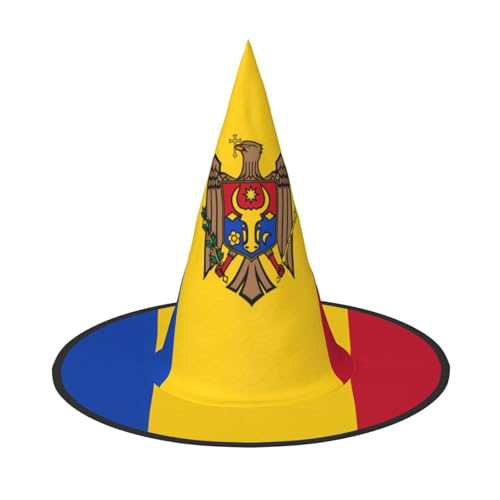 Flagge Moldawiens, Halloween-Hexenhut, Kostüm, Partyhut, geeignet für Bühnenspiel-Zubehör, 1 Stück von WXCJWD