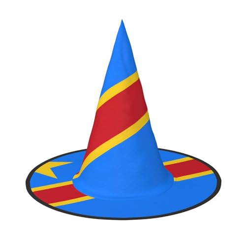 Flagge des Kongo, Halloween-Hexenhut, Kostüm, Partyhut, geeignet für Bühnenspiel-Zubehör, 2 Stück Flagge des Kongo, Halloween-Hexenhut, Kostüm, Partyhut, geeignet für Bühnenspiel-Zubehör, 2 Stück von WXCJWD