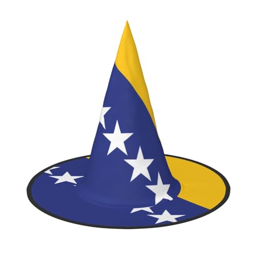 Flagge von Bosnien und Herzegowina, Halloween-Hexenhut, Kostüm, Partyhut, geeignet für Bühnenspiel-Zubehör, 2 Stück von WXCJWD