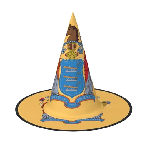 Flagge von New Jersey, 1 Stück, Halloween-Hexenhut, Kostüm, Partyhut, geeignet für Bühnenspiel-Zubehör von WXCJWD