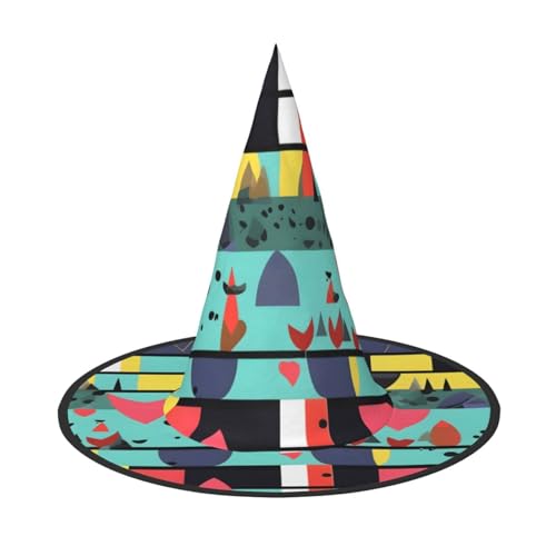 Geometrische Muster, 1 Stück, Halloween-Hexenhut, Kostüm, Partyhut, geeignet für Bühnenspiel-Zubehör von WXCJWD