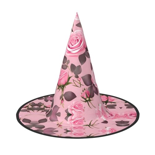 Hübsche rosa Rosen, 2 Stück, Halloween-Hexenhut, Kostüm, Partyhut, geeignet für Bühnenspiel-Zubehör von WXCJWD