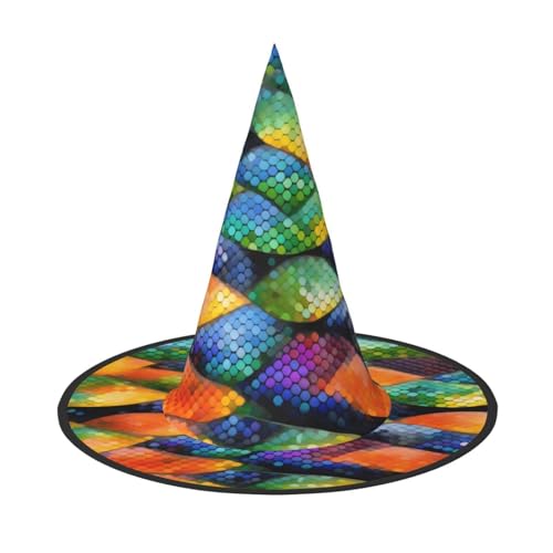 Regenbogenfischschuppe, 1 Stück, Halloween-Hexenhut, Kostüm, Partyhut, geeignet für Bühnenspiel-Zubehör von WXCJWD