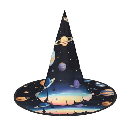 Saturn Jupiter Erde Halloween-Hexenhut, Kostüm, Partyhut, geeignet für Bühnenspiel-Zubehör, 3 Stück von WXCJWD