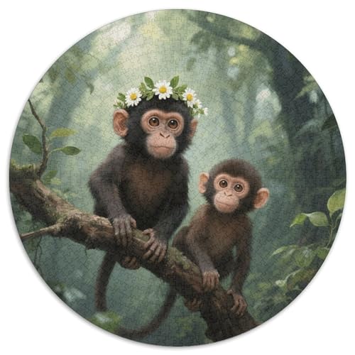 1000 Teile Affen Puzzle Für Jugendliche Und Erwachsene Geschicklichkeitsspiel Zwei Baby Affen Puzzles Aus Karton Wohndekoration Geschenk Zu Weihnachten 1000pcs (67.5x67.5cm) von WXLWHR
