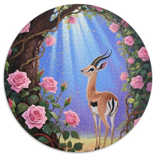 1000 Teile Antilope Puzzle – Für Erwachsene, Anspruchsvolles Spiel, Rosa Rosen Puzzle, Dekoration, Geschenkideen 1000pcs (67.5x67.5cm) von WXLWHR