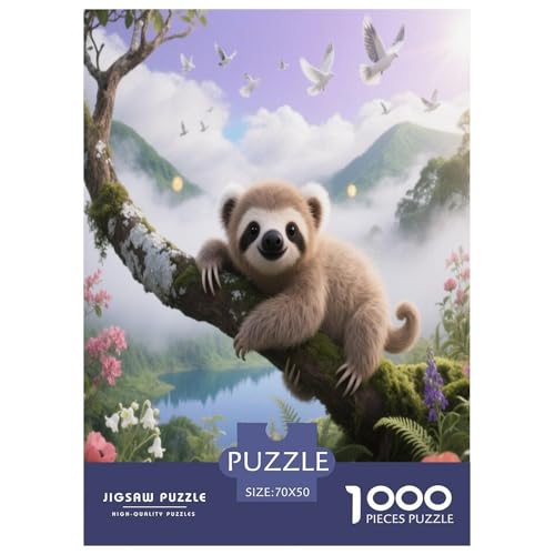 1000 Teile Baby Faultier Puzzle – Für Erwachsene, Herausforderndes Denkspiel, Wolkenverhangene Berge Puzzles, Wohnkultur, Geschenkideen 70x50cm/1000pcs 1000 Teile Baby Faultier Puzzle – Für Erwachsene, Herausforderndes Denkspiel, Wolkenverhangene Berge Puzzles, Wohnkultur, Geschenkideen 70x50cm/1000pcs von WXLWHR