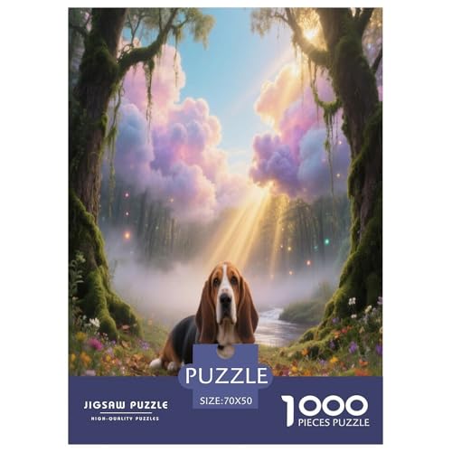 1000 Teile Basset Hound Puzzle – Für Erwachsene, Familienspaß & Bildung, Basset Wald Puzzle, Dekoration, Geschenk Für Erwachsene 70x50cm/1000pcs von WXLWHR