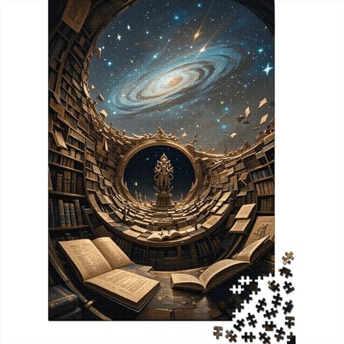 1000 Teile Bibliothek Puzzle Für Erwachsene Und Kinder Holzpuzzle Pädagogisches Spiel Bibliothek-Galaxie Puzzles Wohndekoration Geschenkideen 1000pcs (75x50cm) von WXLWHR