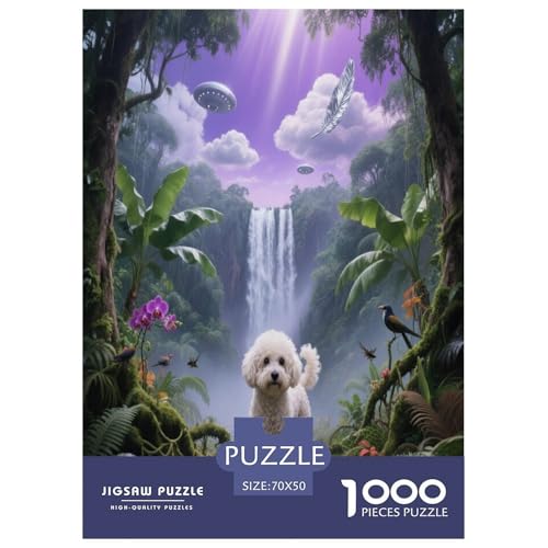 1000 Teile Bichon Frisé Puzzle – Für Erwachsene, Familienspaß & Bildung, Dschungel Wasserfall Puzzles, Dekoration, Geschenk Für Erwachsene 70x50cm/1000pcs von WXLWHR