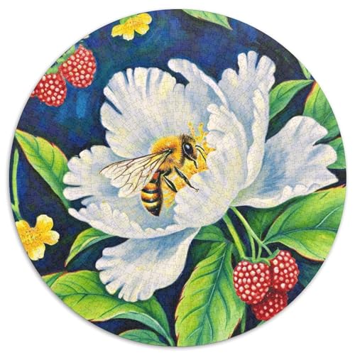 1000 Teile Biene Puzzle Für Jugendliche Und Erwachsene Geschicklichkeitsspiel Biene Pfingstrose Puzzles Aus Karton Wohndekoration Geschenkideen 1000pcs (67.5x67.5cm) von WXLWHR