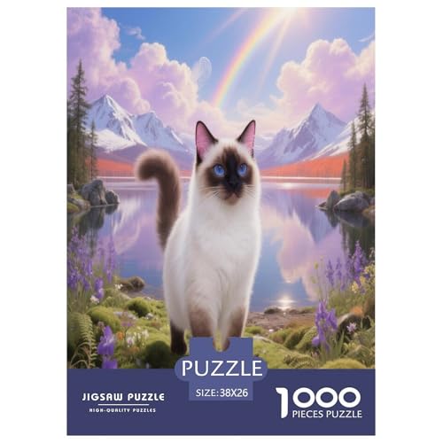 1000 Teile Birma-Katze Puzzle – Für Erwachsene, Familienspaß & Bildung, Katze See Puzzles, Dekoration, Geschenk Für Erwachsene 38x26cm/1000pcs von WXLWHR