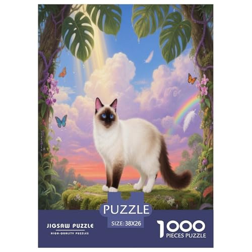 1000 Teile Birma-Katze Puzzle – Für Erwachsene, Familienspaß & Bildung, Katze Wald Puzzle, Dekoration, Geschenk Zum Geburtstag 38x26cm/1000pcs von WXLWHR
