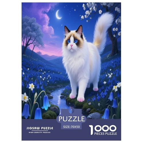 1000 Teile Birman Katze Puzzle – Für Erwachsene, Herausforderndes Denkspiel, Glockenblumental Puzzles, Wohnkultur, Geschenkideen 70x50cm/1000pcs 1000 Teile Birman Katze Puzzle – Für Erwachsene, Herausforderndes Denkspiel, Glockenblumental Puzzles, Wohnkultur, Geschenkideen 70x50cm/1000pcs von WXLWHR