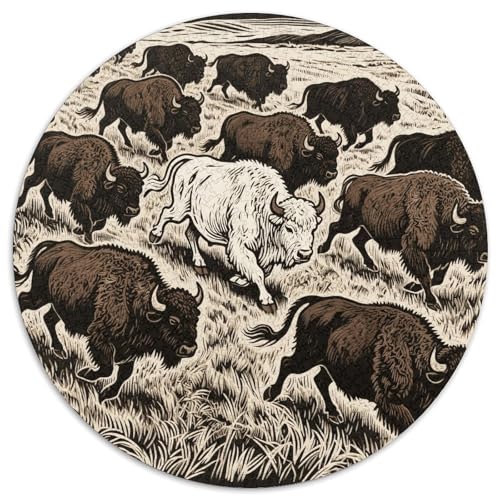 1000 Teile Bisonherde Puzzle – Für Erwachsene, Familienfreundlicher Denkspaß, Grasland Puzzles, Wohnkultur, Geschenk Zum Geburtstag 1000pcs (67.5x67.5cm) von WXLWHR
