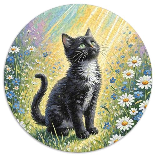1000 Teile Black Katze Puzzle Für Jugendliche Und Erwachsene Familien Spiel Schwarze Katze Blumen Puzzles Aus Karton Wohndekoration Einzigartiges Geschenk 1000pcs (67.5x67.5cm) von WXLWHR
