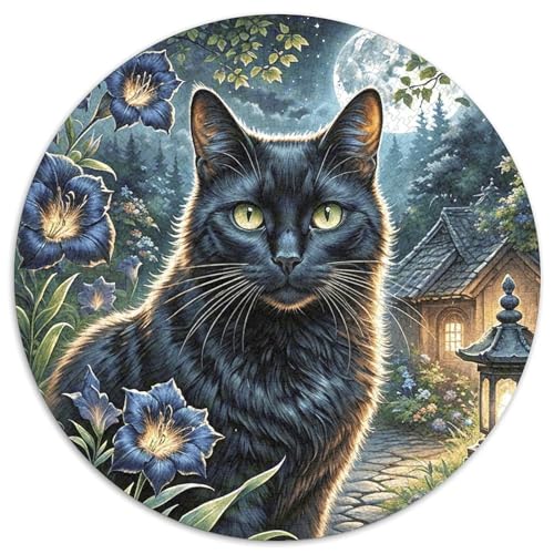 1000 Teile Black Katze Puzzle Für Jugendliche Und Erwachsene Geduldspiel Schwarze Katze Blumen Puzzles Aus Karton Wohndekoration Geschenk Für Kinder 1000pcs (67.5x67.5cm) von WXLWHR