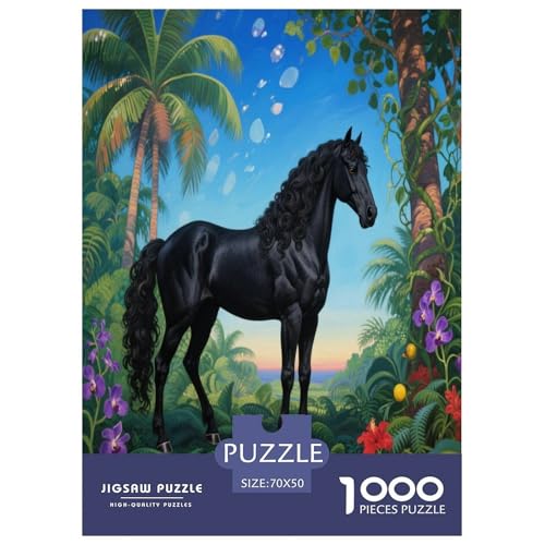 1000 Teile Black Pferd Puzzle – Für Erwachsene, Herausforderndes Denkspiel, Tropischer Dschungel Puzzles, Dekoration, Geschenk Zum Geburtstag 70x50cm/1000pcs 1000 Teile Black Pferd Puzzle – Für Erwachsene, Herausforderndes Denkspiel, Tropischer Dschungel Puzzles, Dekoration, Geschenk Zum Geburtstag 70x50cm/1000pcs von WXLWHR