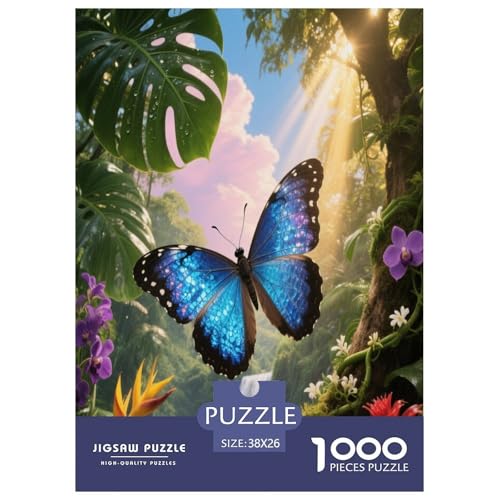 1000 Teile Blauer Schmetterling Puzzle – Für Erwachsene, Herausforderndes Denkspiel, Tropical RainWald Puzzles, Wohnkultur, Einzigartiges Geschenk 38x26cm/1000pcs 1000 Teile Blauer Schmetterling Puzzle – Für Erwachsene, Herausforderndes Denkspiel, Tropical RainWald Puzzles, Wohnkultur, Einzigartiges Geschenk 38x26cm/1000pcs von WXLWHR