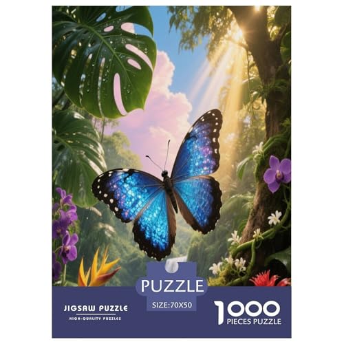 1000 Teile Blauer Schmetterling Puzzle – Für Erwachsene, Herausforderndes Denkspiel, Tropical RainWald Puzzles, Wohnkultur, Geschenk Für Erwachsene 70x50cm/1000pcs 1000 Teile Blauer Schmetterling Puzzle – Für Erwachsene, Herausforderndes Denkspiel, Tropical RainWald Puzzles, Wohnkultur, Geschenk Für Erwachsene 70x50cm/1000pcs von WXLWHR