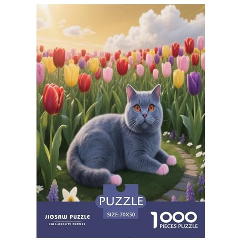 1000 Teile Blue Britisch Kurzhaar Katze Puzzle – Für Erwachsene, Herausforderndes Denkspiel, Lilie Puzzle, Wohnkultur, Einzigartiges Geschenk 70x50cm/1000pcs 1000 Teile Blue Britisch Kurzhaar Katze Puzzle – Für Erwachsene, Herausforderndes Denkspiel, Lilie Puzzle, Wohnkultur, Einzigartiges Geschenk 70x50cm/1000pcs von WXLWHR