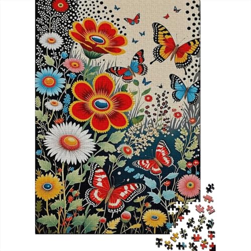 1000 Teile Blumen Puzzle Für Erwachsene Und Kinder Holzpuzzle Pädagogisches Spiel Bunte-Blumen-Schmetterlinge Puzzle Wohndekoration Geschenkideen 1000pcs (75x50cm) von WXLWHR