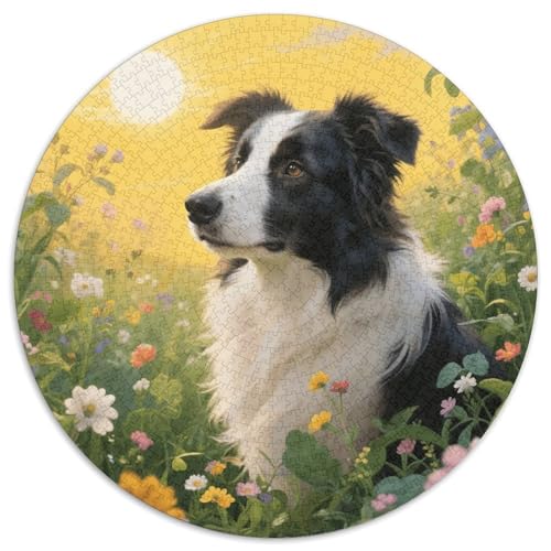 1000 Teile Border Collie Puzzle Für Erwachsene Und Kinder aus Karton Pädagogisches Spiel Border Collie Blumen Pflanzen Puzzle Wohnkultur Geschenk Für Erwachsene 1000pcs (67.5x67.5cm) von WXLWHR