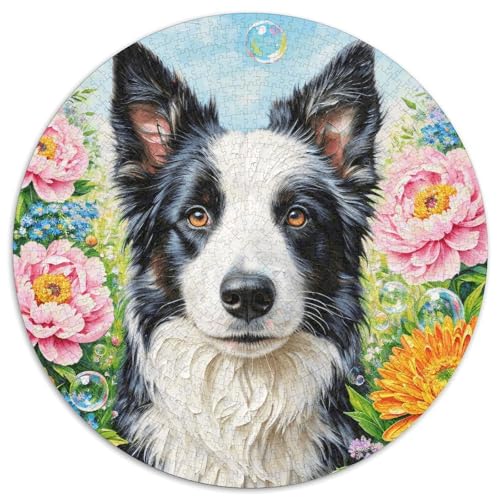 1000 Teile Border Collie Puzzle Für Jugendliche Und Erwachsene Geschicklichkeitsspiel Hund Blumen Puzzles Aus Karton Wohndekoration Geschenk Für Kinder 1000pcs (67.5x67.5cm) von WXLWHR