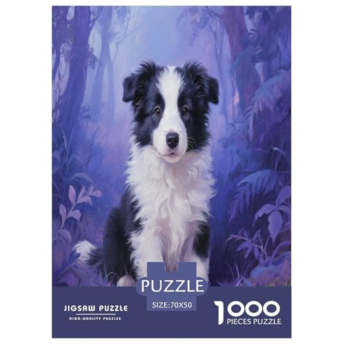 1000 Teile Border Collie Welpe Puzzle – Für Erwachsene, Herausforderndes Denkspiel, Purple Wald Puzzles, Dekoration, Geschenkideen 70x50cm/1000pcs 1000 Teile Border Collie Welpe Puzzle – Für Erwachsene, Herausforderndes Denkspiel, Purple Wald Puzzles, Dekoration, Geschenkideen 70x50cm/1000pcs von WXLWHR