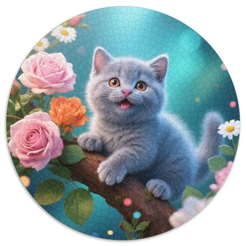 1000 Teile Britisch Blau Kätzchen Puzzle – Für Erwachsene, Familienfreundlicher Denkspaß, Blumen Puzzles, Wohnkultur, Geschenk Für Erwachsene 1000pcs (67.5x67.5cm) von WXLWHR