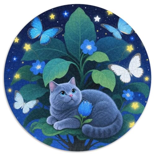 1000 Teile Britisch Blau Katze Puzzle – Für Erwachsene, Anspruchsvolles Spiel, Pflanzen Puzzle, Dekoration, Geschenkideen 1000pcs (67.5x67.5cm) von WXLWHR