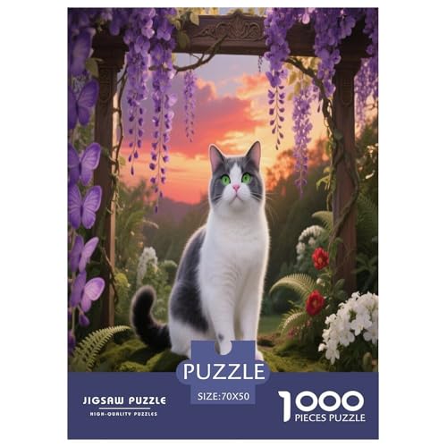 1000 Teile Britisch Kurzhaar Katze Puzzle – Für Erwachsene, Herausforderndes Denkspiel, Glyzinien Garten Puzzle, Dekoration, Einzigartiges Geschenk 70x50cm/1000pcs 1000 Teile Britisch Kurzhaar Katze Puzzle – Für Erwachsene, Herausforderndes Denkspiel, Glyzinien Garten Puzzle, Dekoration, Einzigartiges Geschenk 70x50cm/1000pcs von WXLWHR
