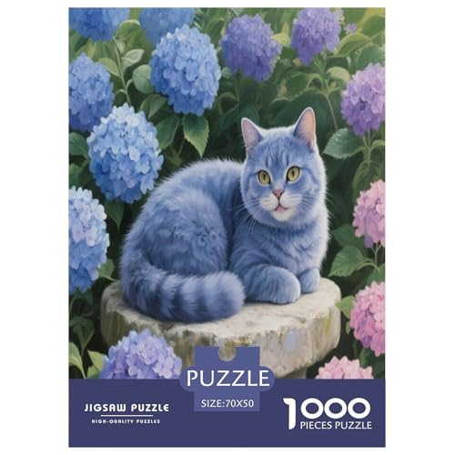 1000 Teile Britisch Kurzhaar Katze Puzzle – Für Erwachsene, Herausforderndes Denkspiel, Hortensienstrauch Puzzle, Dekoration, Einzigartiges Geschenk 70x50cm/1000pcs 1000 Teile Britisch Kurzhaar Katze Puzzle – Für Erwachsene, Herausforderndes Denkspiel, Hortensienstrauch Puzzle, Dekoration, Einzigartiges Geschenk 70x50cm/1000pcs von WXLWHR