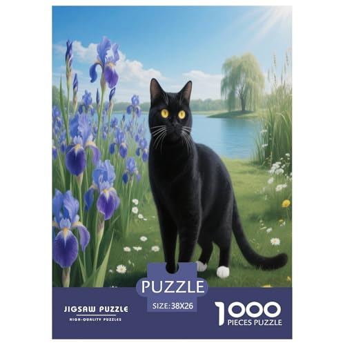 1000 Teile Britisch Kurzhaar Katze Puzzle – Für Erwachsene, Herausforderndes Denkspiel, Iris Wiese Puzzle, Wohnkultur, Geschenk Für Kinder 38x26cm/1000pcs von WXLWHR