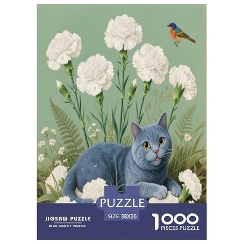 1000 Teile Britisch Kurzhaar Katze Puzzle – Für Erwachsene, Herausforderndes Denkspiel, Nelke Puzzle, Wohnkultur, Geschenk Für Kinder 38x26cm/1000pcs von WXLWHR